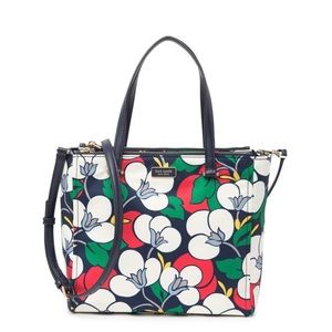 Kate Spade Navy and White Floral Satchel